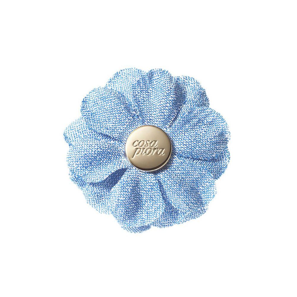 CP VIVIDO LIGHT BLUE L SOLID LAPEL FLOWER