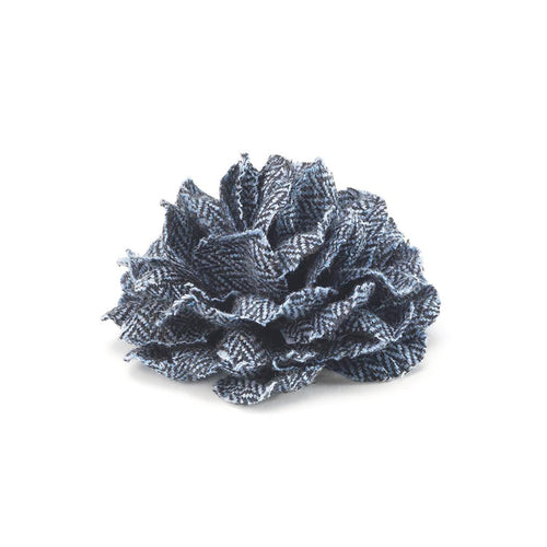 CP FAMA PALE BLUE L HERRINGBONE LAPEL FLOWER