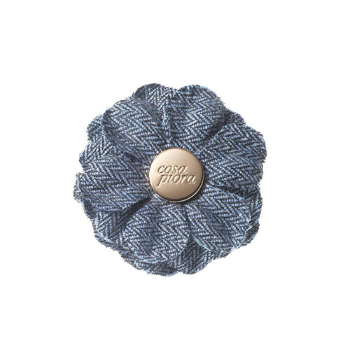 CP FAMA PALE BLUE L HERRINGBONE LAPEL FLOWER