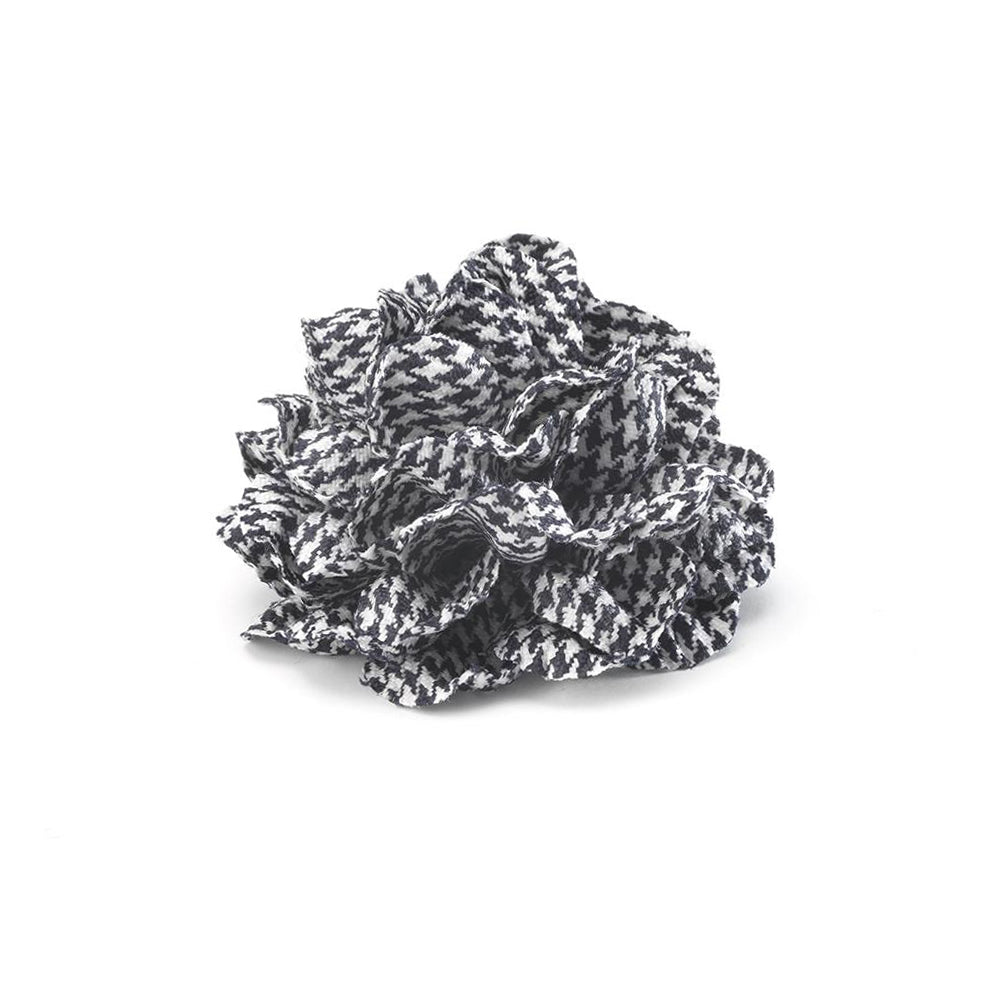 CP FAMA GREY L HOUNDSTOOTH LAPEL FLOWER