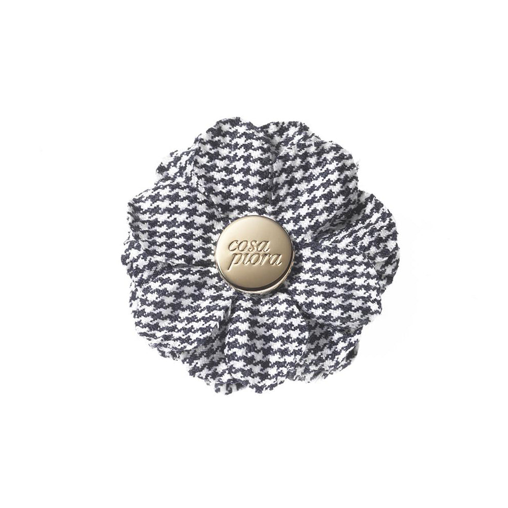 CP FAMA GREY L HOUNDSTOOTH LAPEL FLOWER