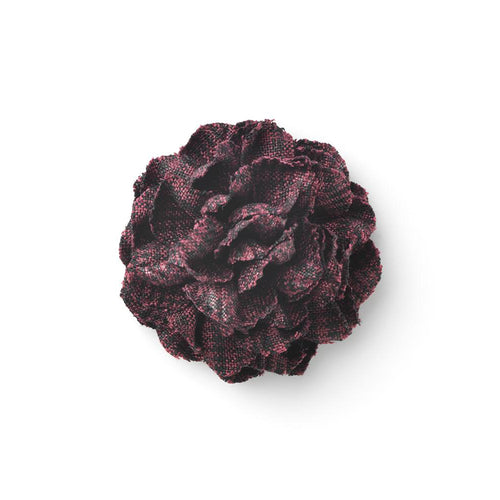 CP FAMA BURGUNDY L HOUNDSTOOTH LAPEL FLOWER