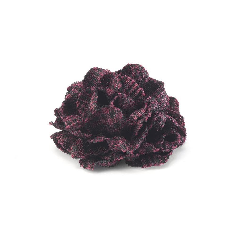 CP FAMA BURGUNDY L HOUNDSTOOTH LAPEL FLOWER