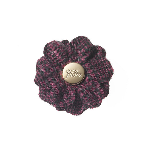 CP FAMA BURGUNDY L HOUNDSTOOTH LAPEL FLOWER