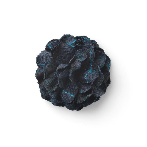 CP FAMA NAVY L CHECK LAPEL FLOWER