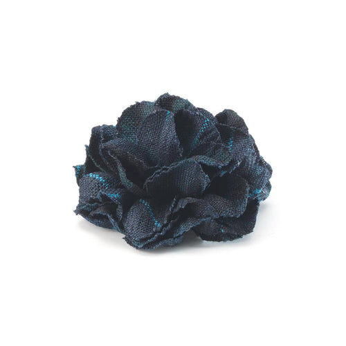 CP FAMA NAVY L CHECK LAPEL FLOWER