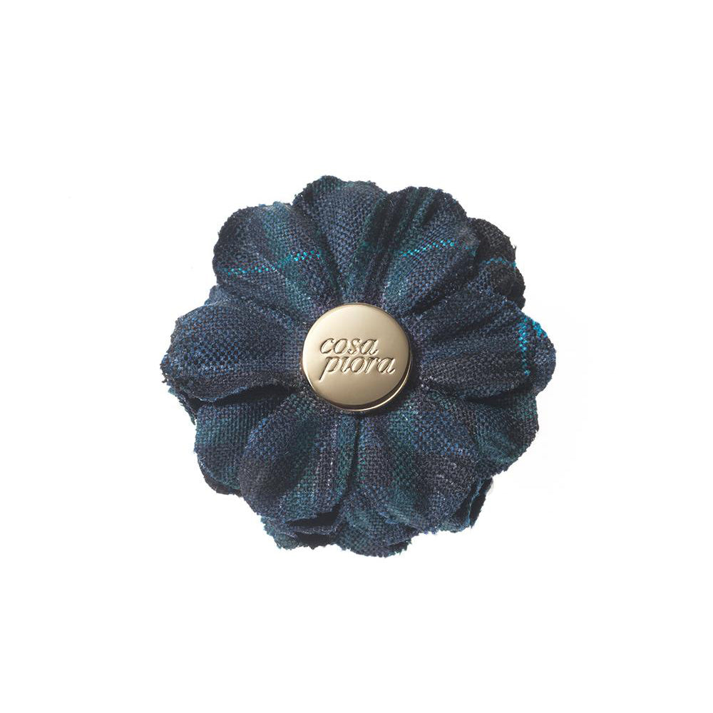 CP FAMA NAVY L CHECK LAPEL FLOWER