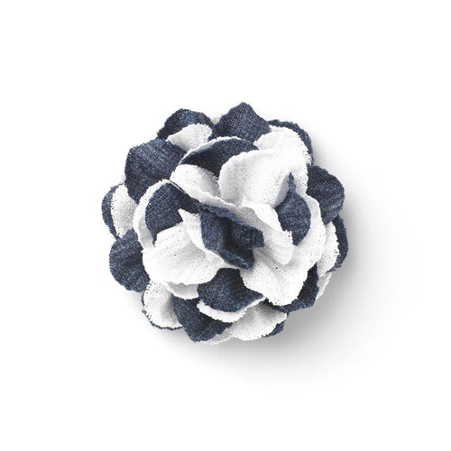 CP BRAVADO WHITE L COLOR BLOCK LAPEL FLOWER