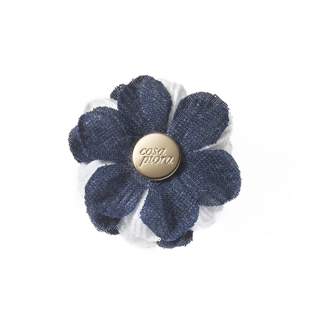 CP BRAVADO WHITE L COLOR BLOCK LAPEL FLOWER