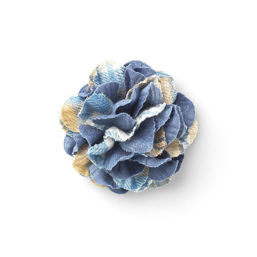 CP VIVIDO BLUE L COLOR BLOCK LAPEL FLOWER