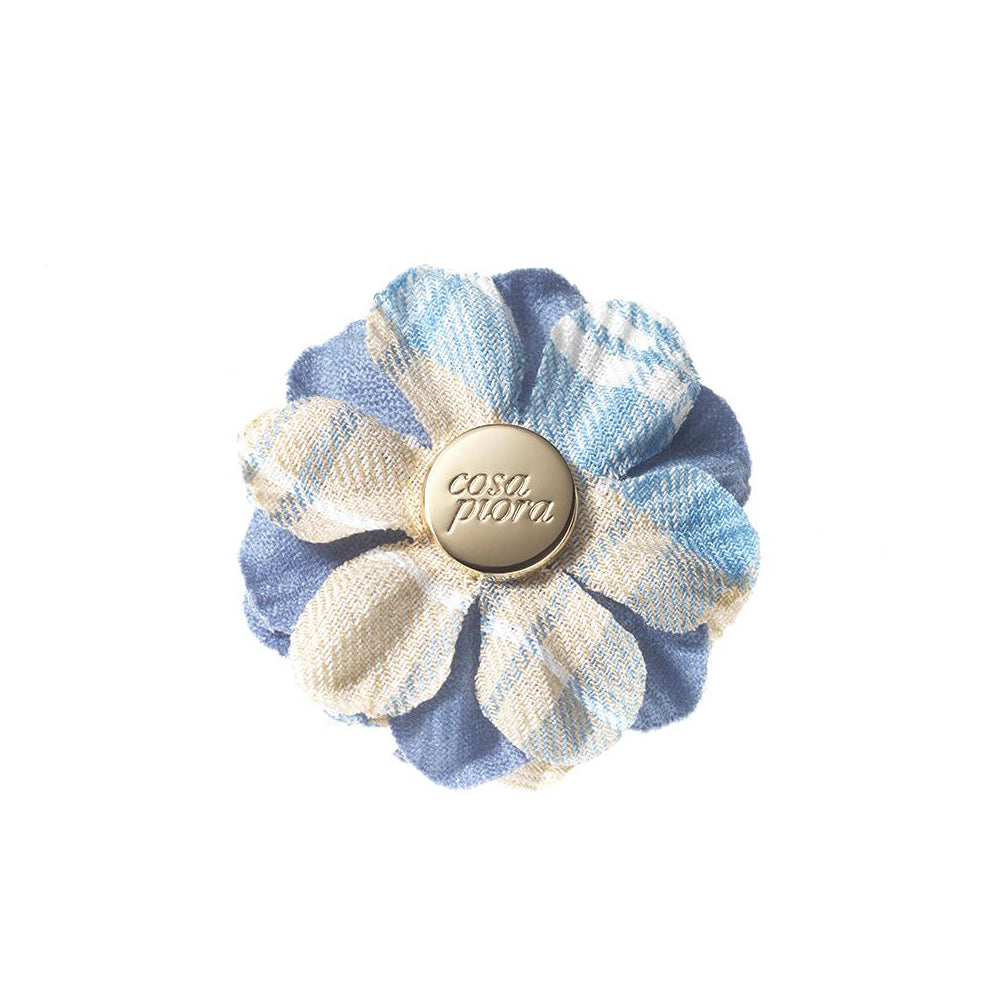 CP VIVIDO BLUE L COLOR BLOCK LAPEL FLOWER