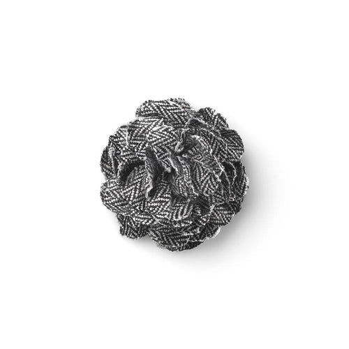 CP FAMA GREY M HERRINGBONE LAPEL FLOWER