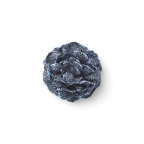 CP FAMA PALE BLUE M  HERRINGBONE LAPEL FLOWER