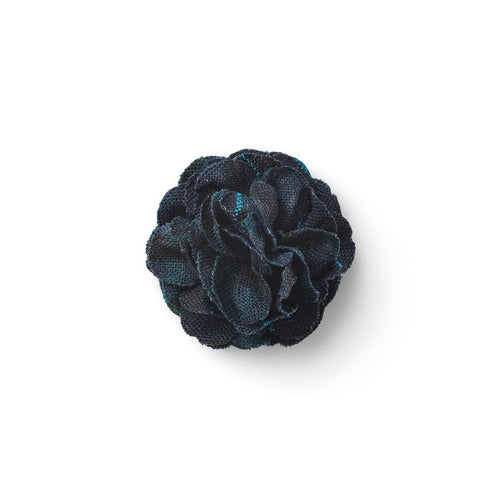 CP FAMA NAVY M CHECK LAPEL FLOWER