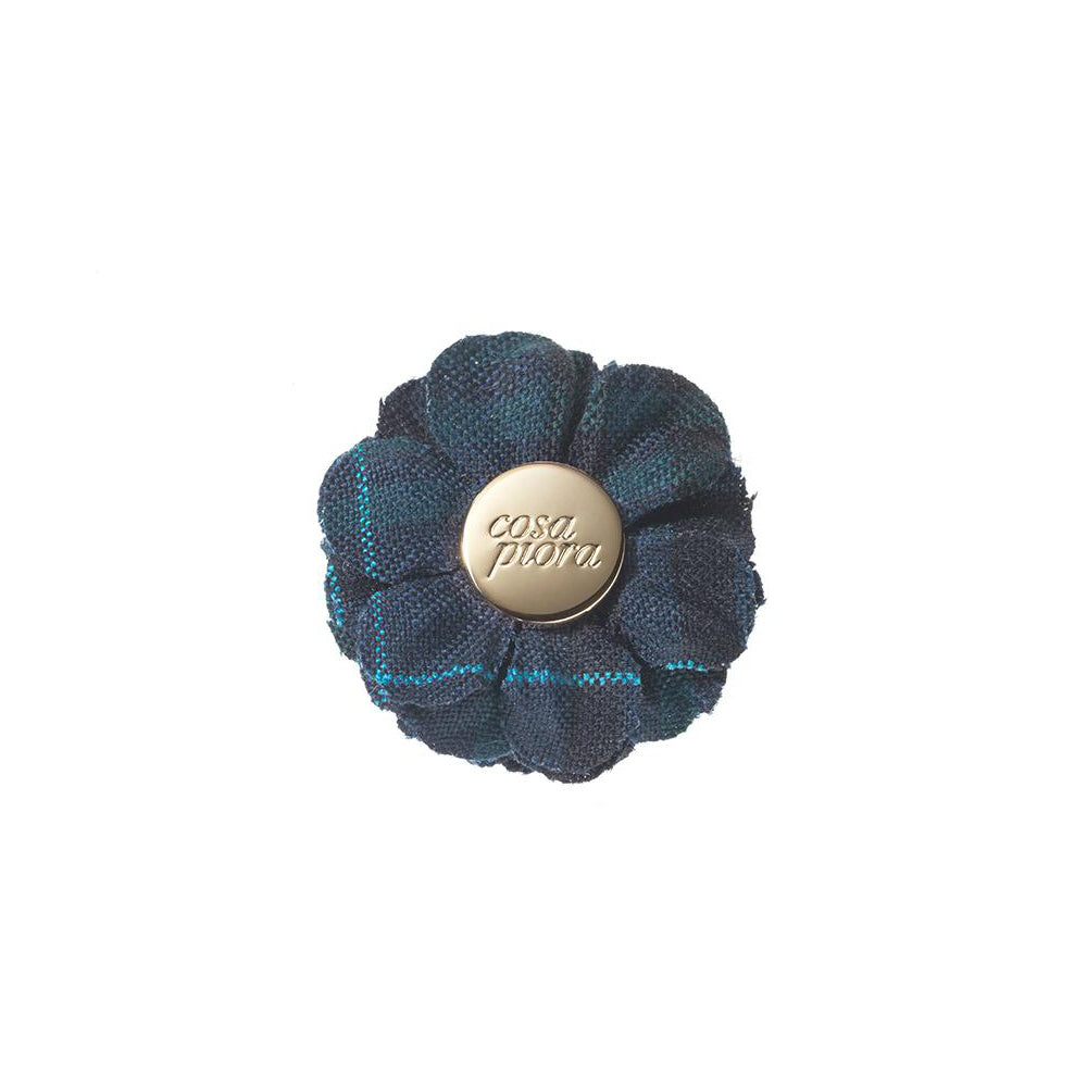 CP FAMA NAVY M CHECK LAPEL FLOWER