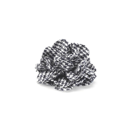 CP FAMA GREY M HOUNDSTOOTH LAPEL FLOWER