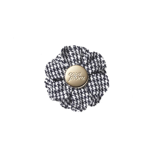 CP FAMA GREY M HOUNDSTOOTH LAPEL FLOWER