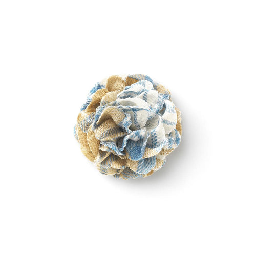 CP VIVIDO BLUE M CHECK LAPEL FLOWER