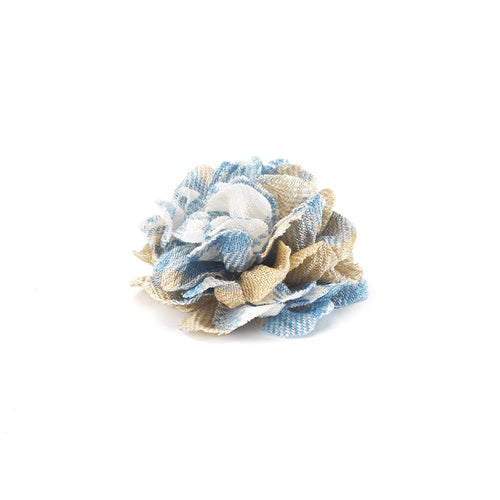 CP VIVIDO BLUE M CHECK LAPEL FLOWER