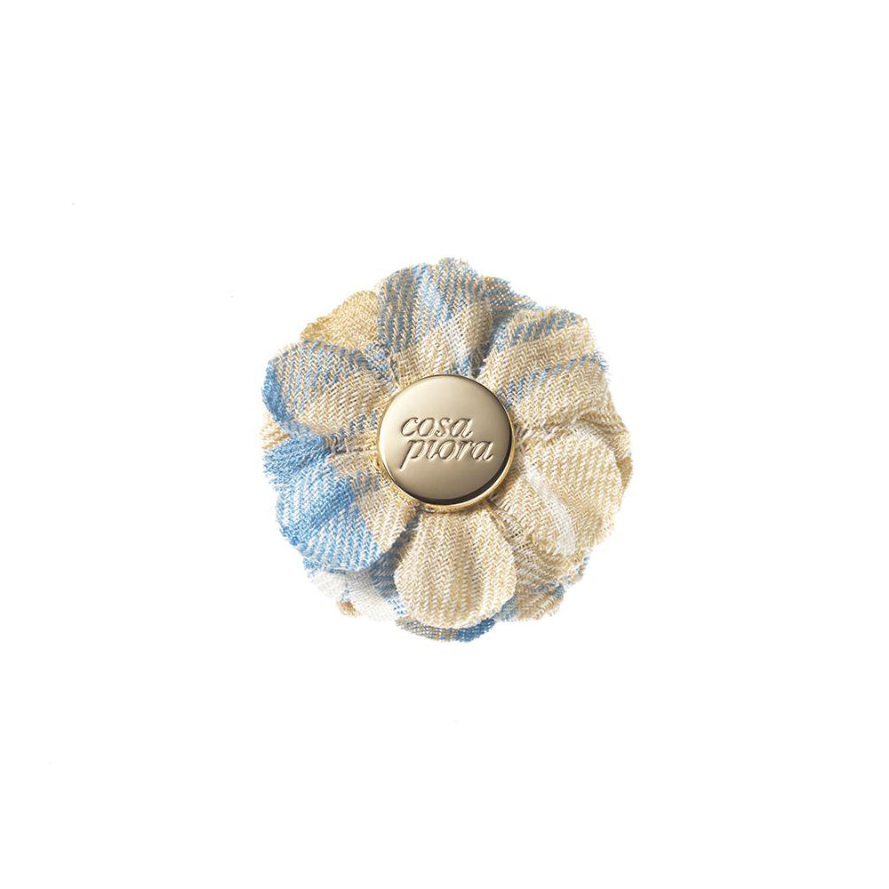 CP VIVIDO BLUE M CHECK LAPEL FLOWER