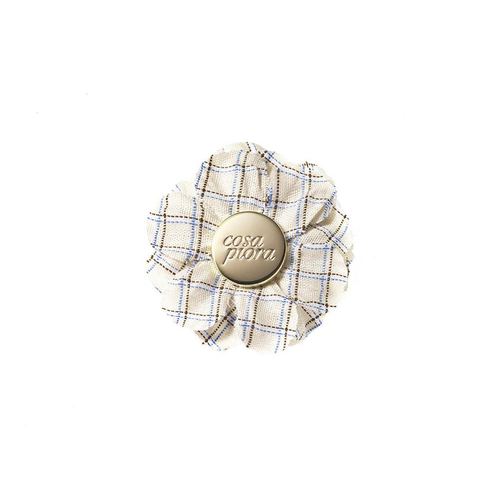 CP VIVIDO BEIGE M CHECK LAPEL FLOWER