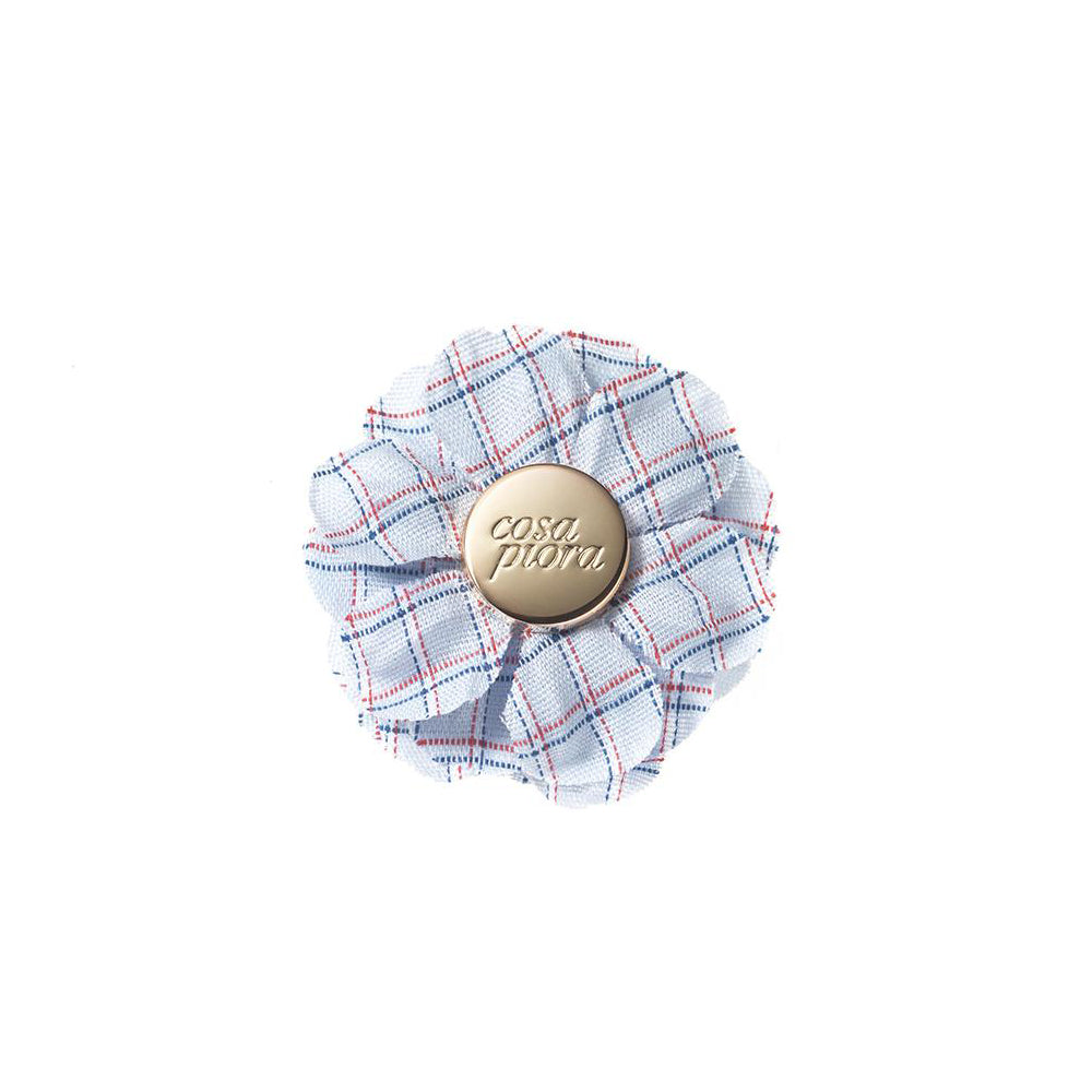 CP VIVIDO LIGHT BLUE M CHECK LAPEL FLOWER