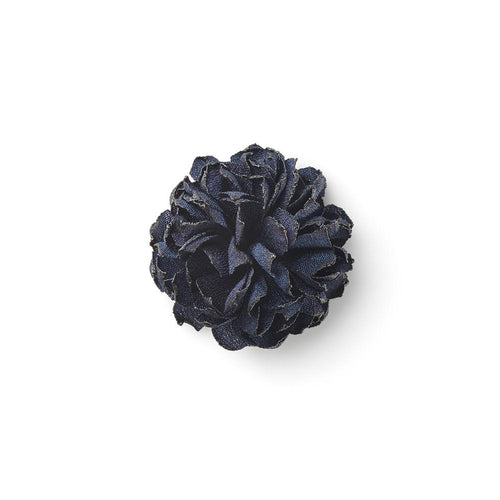 BRAMA NAVY S BURNED LAPEL FLOWER