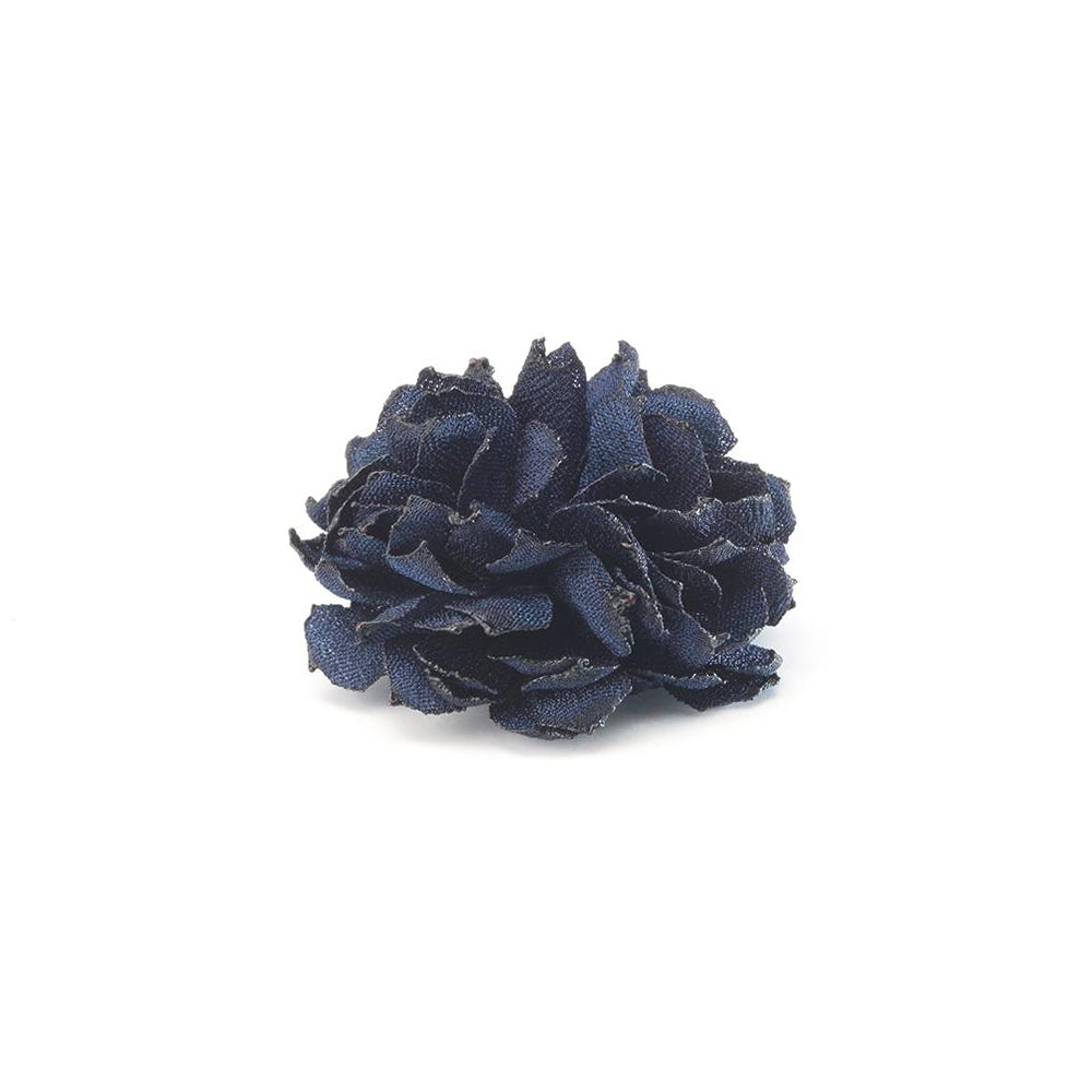 BRAMA NAVY S BURNED LAPEL FLOWER