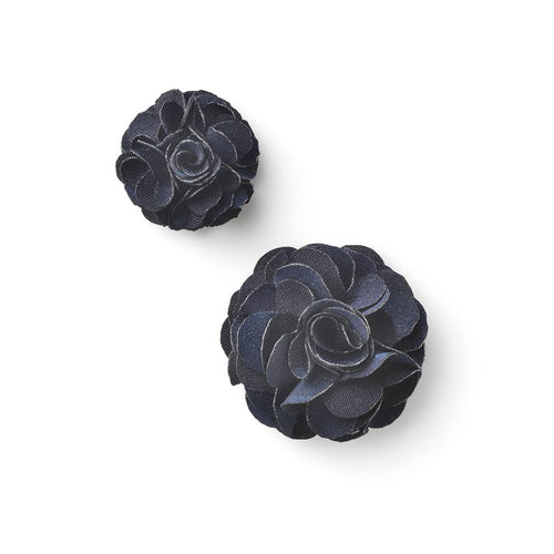 COMPAGNIA NAVY DUPLE LAPEL FLOWER